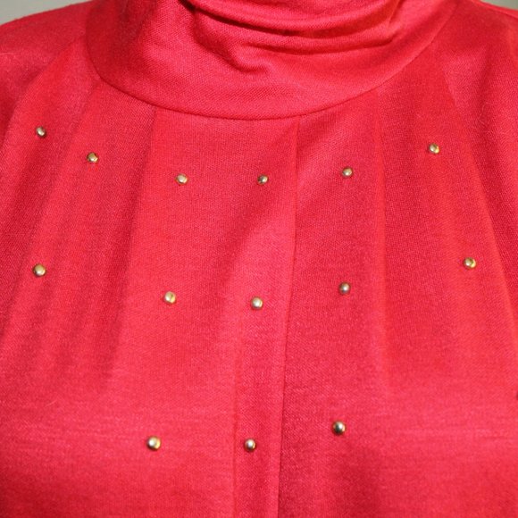 Vintage Raoul Red Dress With Gold Accents - Picture 6 of 9